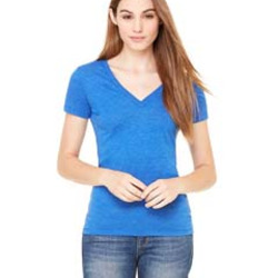 Ladies' Triblend Short-Sleeve Deep V-Neck T-Shirt