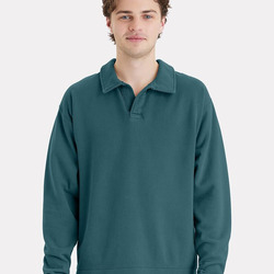 Unisex Garment-Dyed Polo Collar Sweatshirt