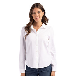 Cutter & Buck Advantage Tri-Blend Eco Soft Pique Long Sleeve Knitted Womens Button Down