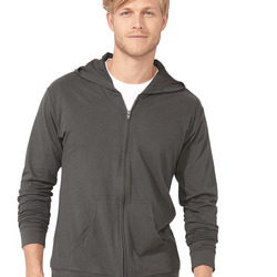 Unisex Sueded Long Sleeve Hooded Full Zip T-Shirt