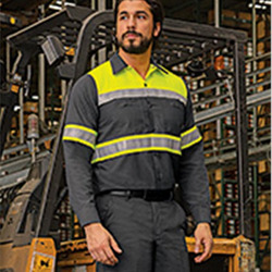 Men's Hi-Visibility Colorblock Ripstop Long Sleeve Work Shirt