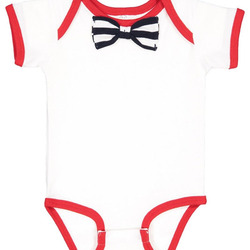 Infant Baby Rib Bow Tie Bodysuit
