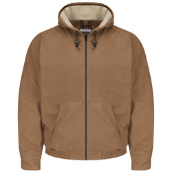 Men's Tall Brown Duck Hooded Jacket - EXCEL FR® ComforTouch
