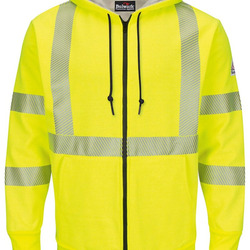 Men's Tall Hi-Visibility Zip-Front Hooded Fleece Sweatshirt with Waffle Lining