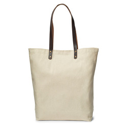Urban Cotton Tote Bag with Leather Handles