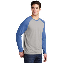 Mens Full Color PosiCharge Long Sleeve Tri Blend Wicking Raglan Tee